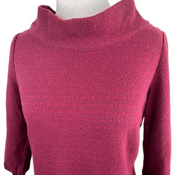 Boden Purple 3/4 Sleeve Shawl Collar Textured Pattern Pullover Sweater Size 4P - Picture 2 of 7